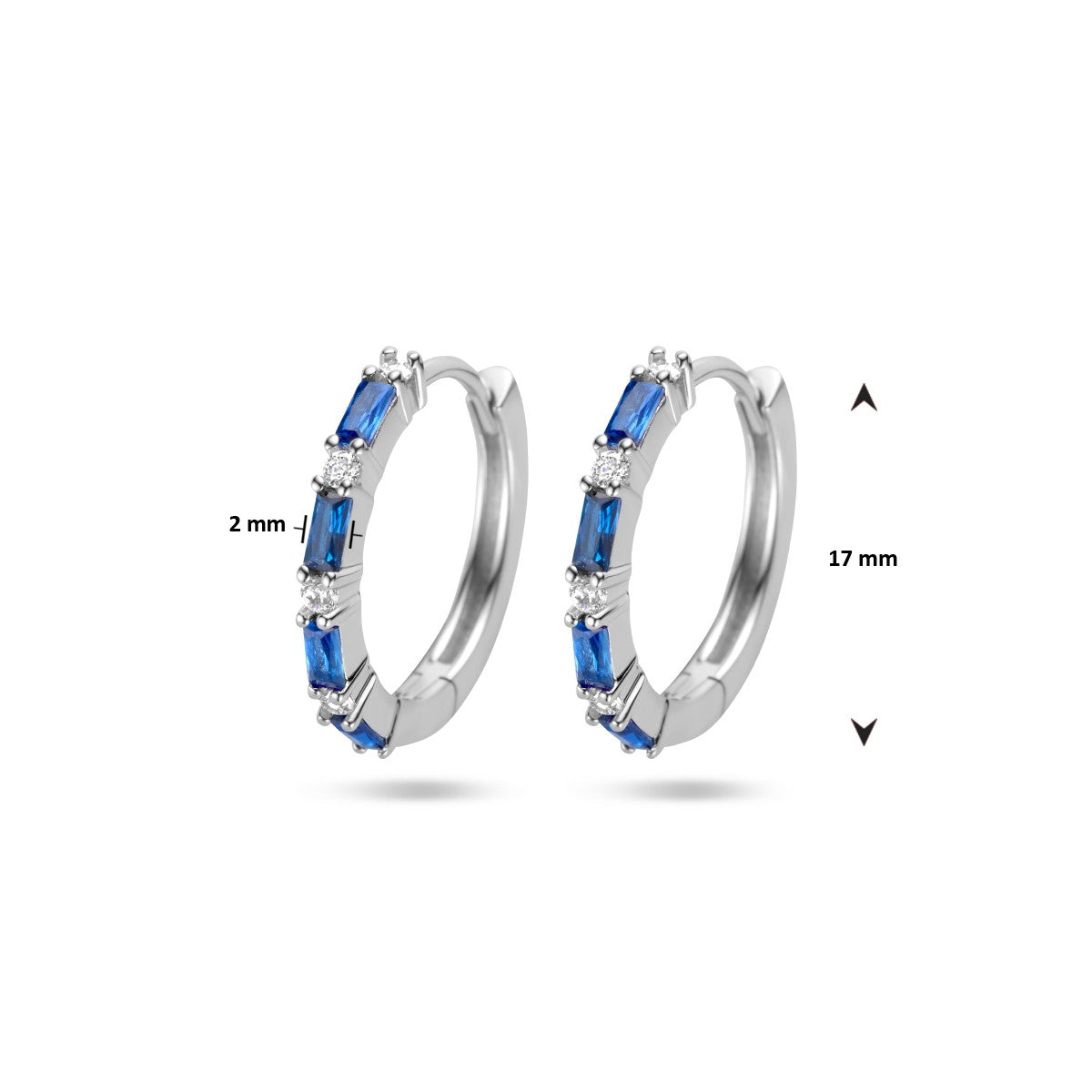 Zilver Gerhodineerd Klapoorringen Blauw Zirkonia 1336314 - PansiteNederland.nl