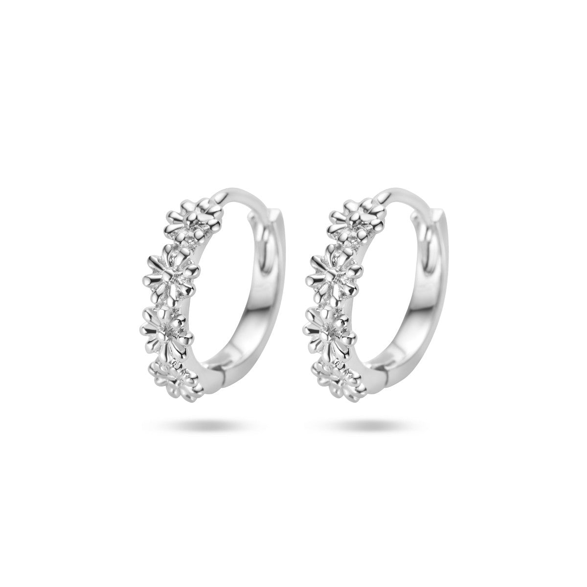 Zilver Gerhodineerd Klapoorringen Bloemen 1336357 - PansiteNederland.nl