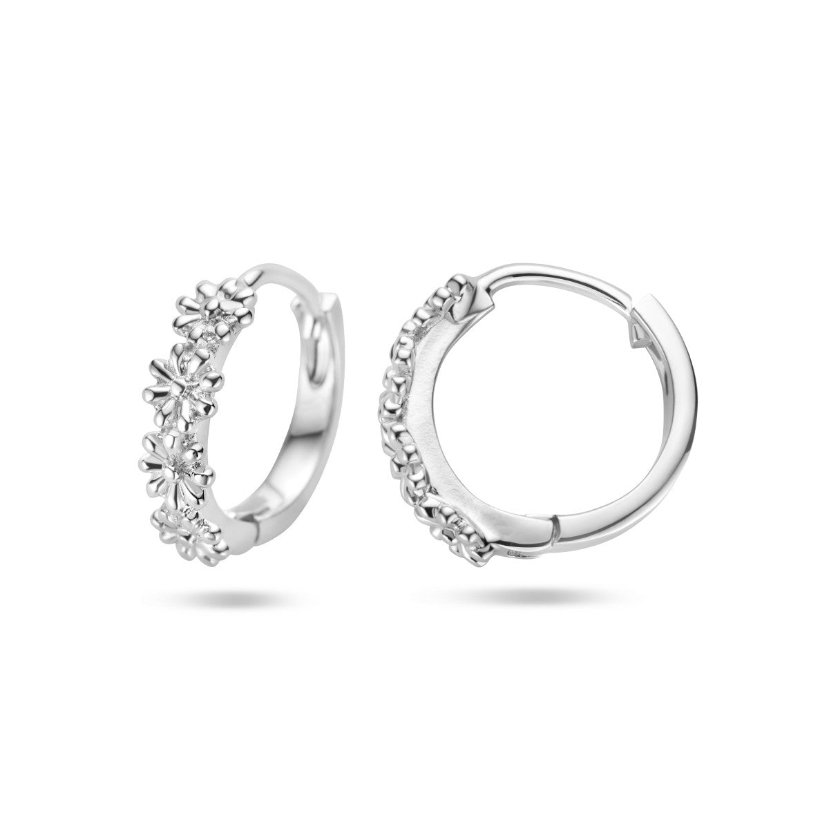 Zilver Gerhodineerd Klapoorringen Bloemen 1336357 - PansiteNederland.nl