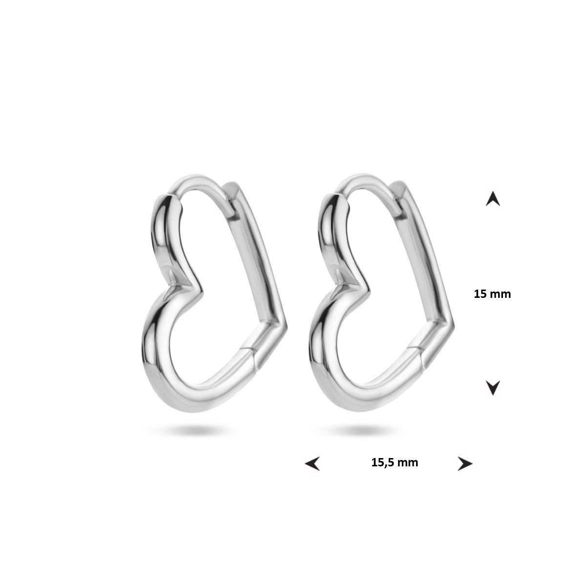 Zilver Gerhodineerd Oorringen Hart 1336368 - PansiteNederland.nl