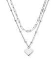 zilver gerhodineerd multi-collier hart en bolletjes 41 + 4 cm 1336376