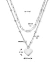 zilver gerhodineerd multi-collier hart en bolletjes 41 + 4 cm 1336376