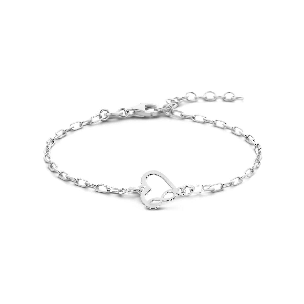 Zilveren Armband Hart en Infinity 16 + 3 cm - Gerhodineerd met Karabijnsluiting - 1336396, exclusief en kwalitatief hoogwaardig. Ontdek nu!