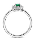 Gerhodineerd Zilver Ring Synth. Smaragd En Met Zirkonia Halo 1336548 - PansiteNederland.nl