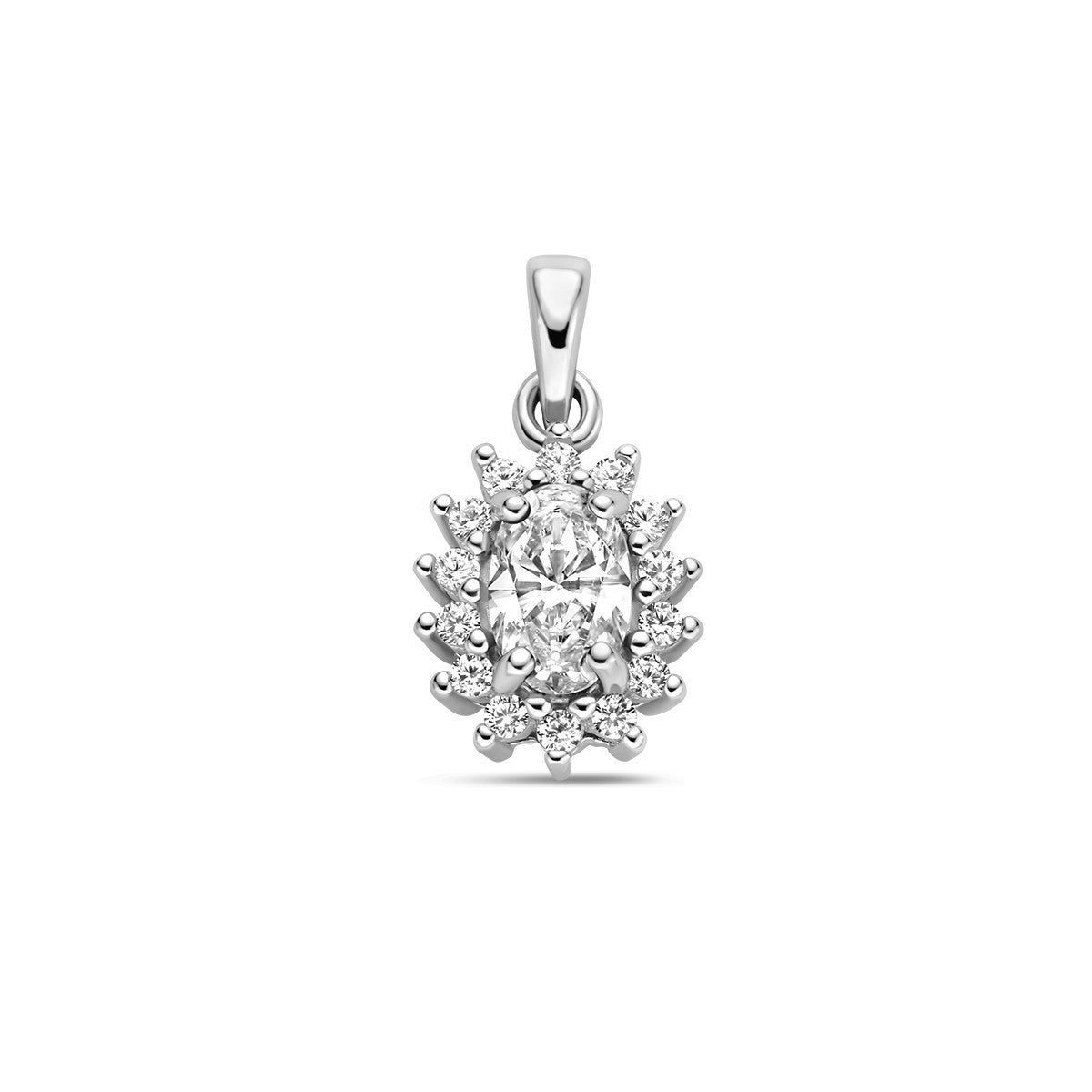 zilver gerhodineerd hanger zirkonia halo 1336554 - PansiteNederland.nl