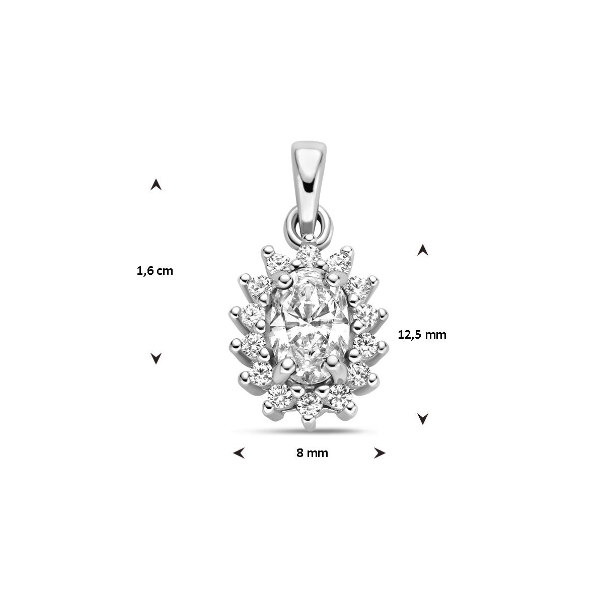 zilver gerhodineerd hanger zirkonia halo 1336554 - PansiteNederland.nl