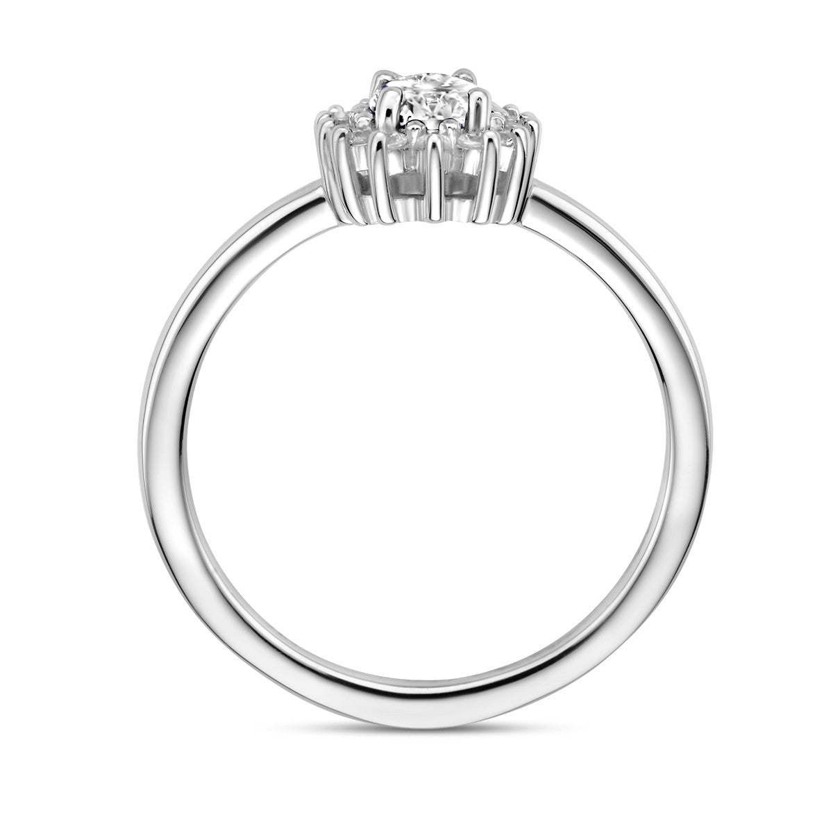 Gerhodineerd Zilver Ring Met Zirkonia Halo 1336558 - PansiteNederland.nl