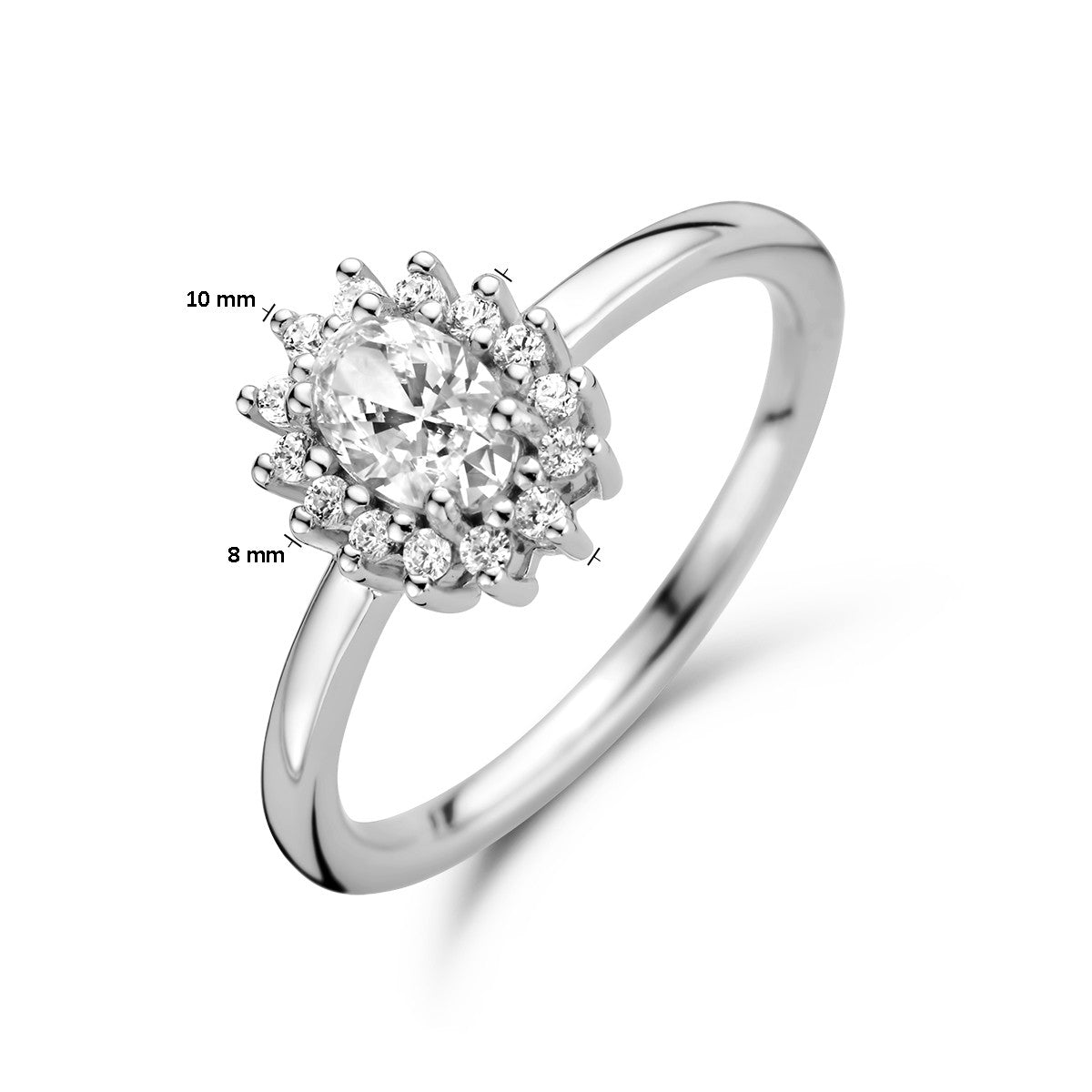 Gerhodineerd Zilver Ring Met Zirkonia Halo 1336558 - PansiteNederland.nl