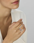 Gerhodineerd Zilver Ring Synth. Saffier En Met Zirkonia Halo 1336563 - PansiteNederland.nl