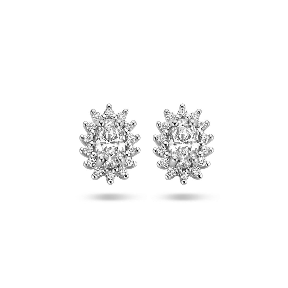 Zilver Gerhodineerd Oorknoppen Zirkonia Halo 1336570 - PansiteNederland.nl