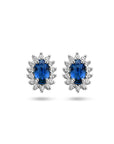 Zilver Gerhodineerd Oorknoppen Synth. Saffier En Zirkonia Halo 1336571 - PansiteNederland.nl
