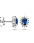 Zilver Gerhodineerd Oorknoppen Synth. Saffier En Zirkonia Halo 1336571 - PansiteNederland.nl