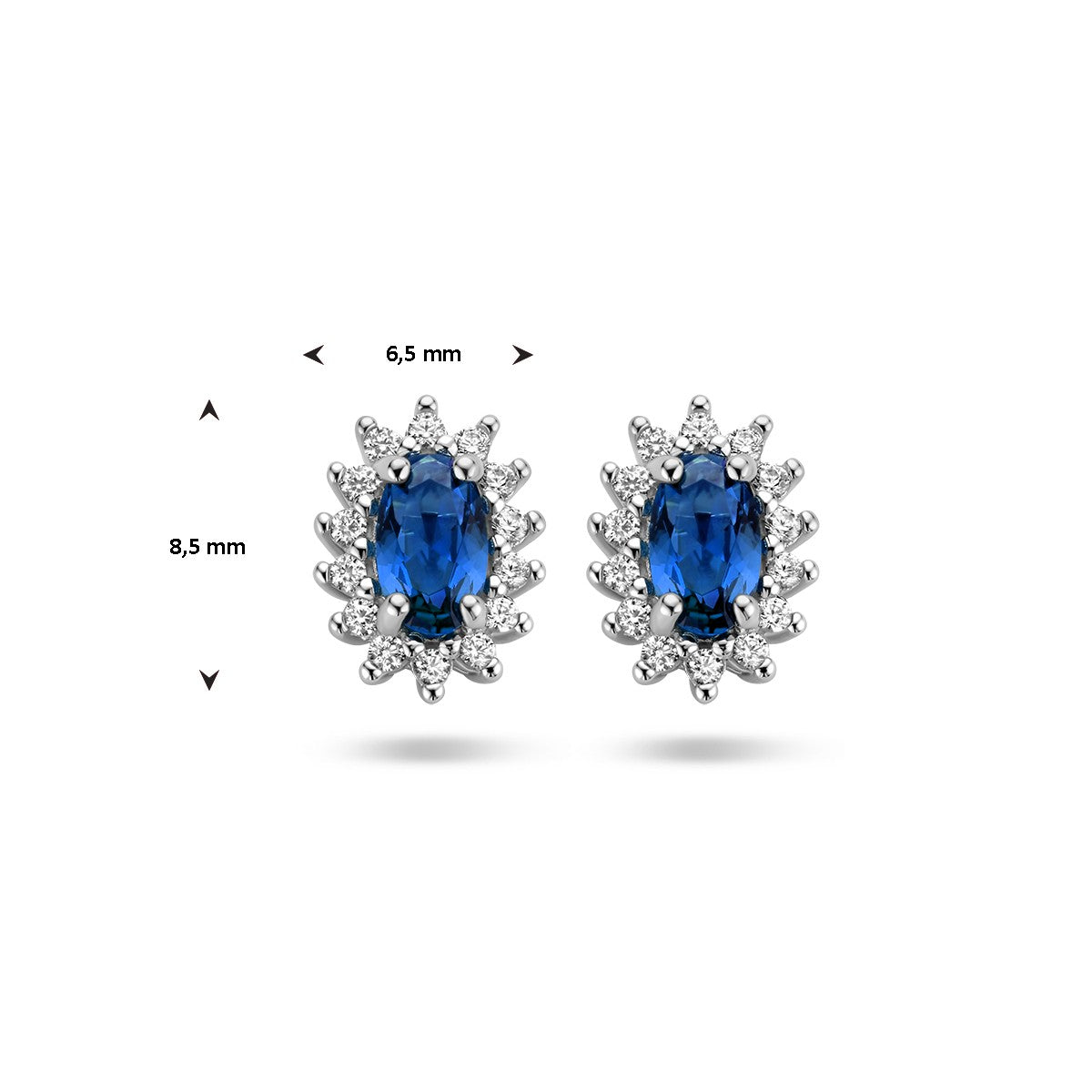 Zilver Gerhodineerd Oorknoppen Synth. Saffier En Zirkonia Halo 1336571 - PansiteNederland.nl