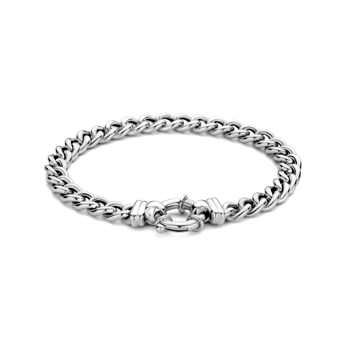 Zilver Gerhodineerd Armband Gourmette 7,0 Mm 19 Cm Met Groot Springslot 1336600 - PansiteNederland.nl