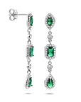 Zilver Gerhodineerd Oorhangers Wit En Groen Zirkonia 1336607