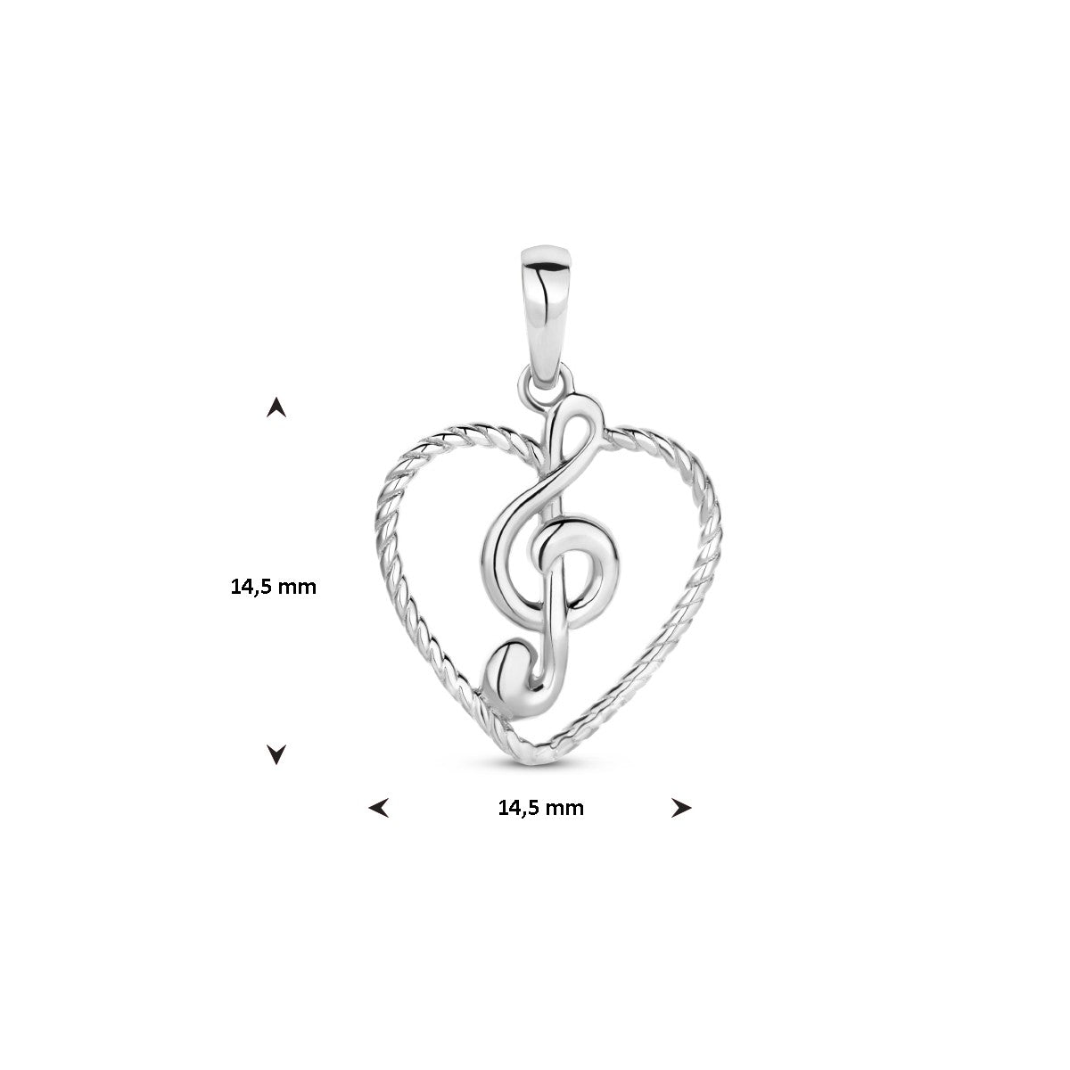 zilver gerhodineerd hanger hart en muzieknoot 1336625 - PansiteNederland.nl