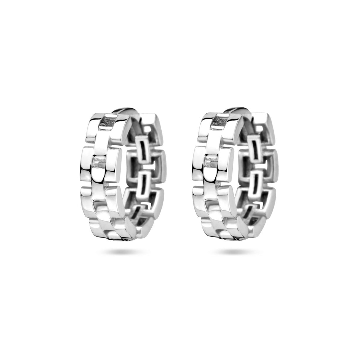 Zilver Gerhodineerd Klapoorringen Schakelmotief 1336626 - PansiteNederland.nl