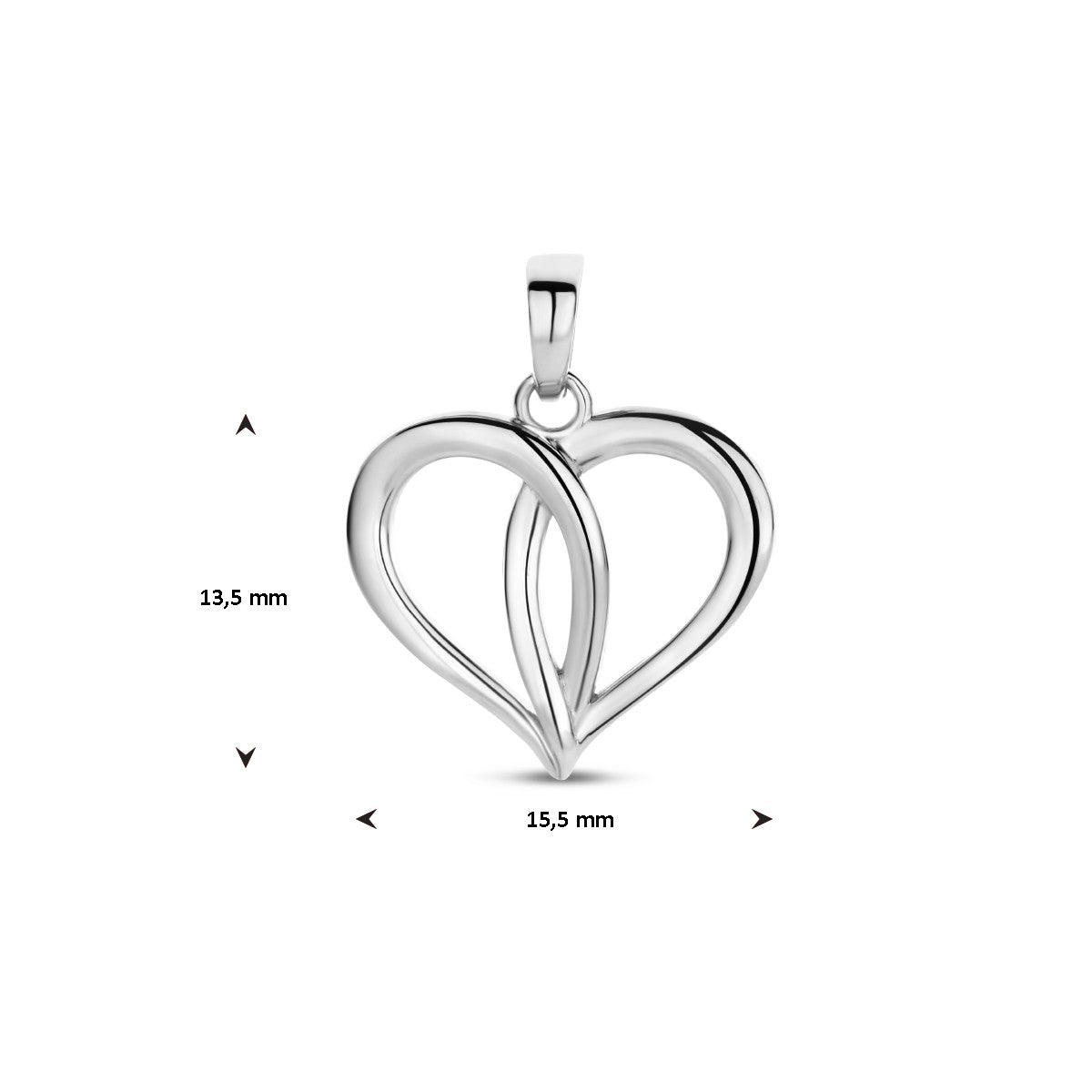 zilver gerhodineerd hanger hart 1336629 - PansiteNederland.nl