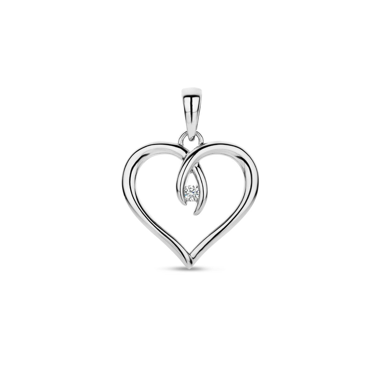 zilver gerhodineerd hanger hart zirkonia 1336705 - PansiteNederland.nl