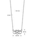 zilver gerhodineerd collier hart en infinity 42 + 3 cm 1336707