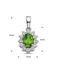 zilver gerhodineerd hanger groen en wit zirkonia halo 1336713 - PansiteNederland.nl