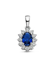 zilver gerhodineerd hanger saffierkleurig en wit zirkonia halo 1336714 - PansiteNederland.nl
