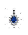 zilver gerhodineerd hanger saffierkleurig en wit zirkonia halo 1336714 - PansiteNederland.nl