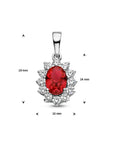 zilver gerhodineerd hanger corundumkleurig en wit zirkonia halo 1336715 - PansiteNederland.nl