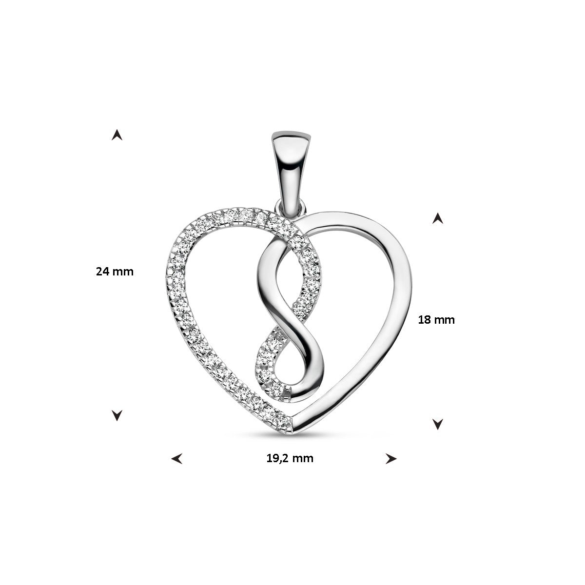 zilver gerhodineerd hanger hart en infinity zirkonia 1336757 - PansiteNederland.nl
