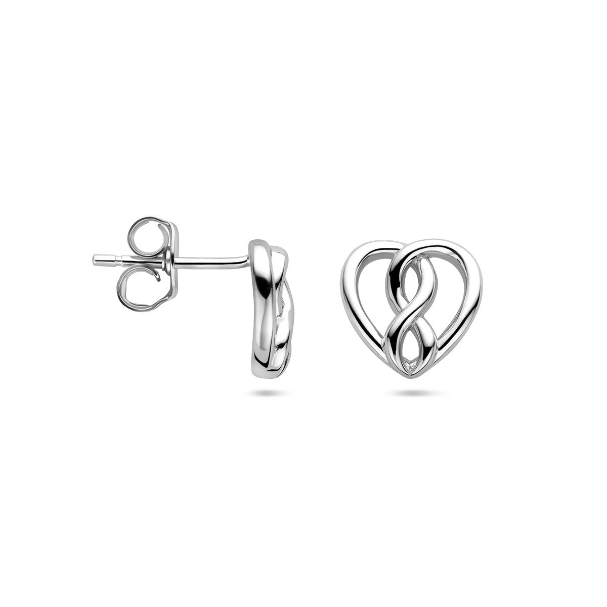 Zilver Gerhodineerd Oorknoppen Hart En Infinity 1336794 - PansiteNederland.nl