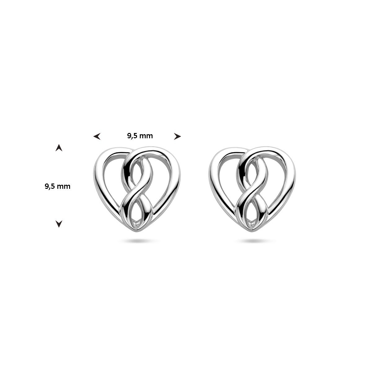 Zilver Gerhodineerd Oorknoppen Hart En Infinity 1336794 - PansiteNederland.nl