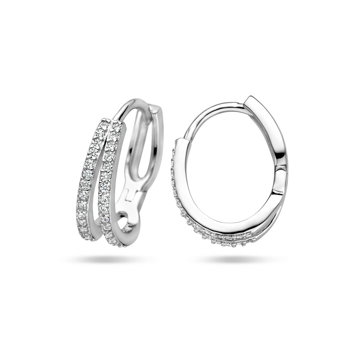 Zilver Gerhodineerd Klapoorringen Zirkonia 1336837 - PansiteNederland.nl