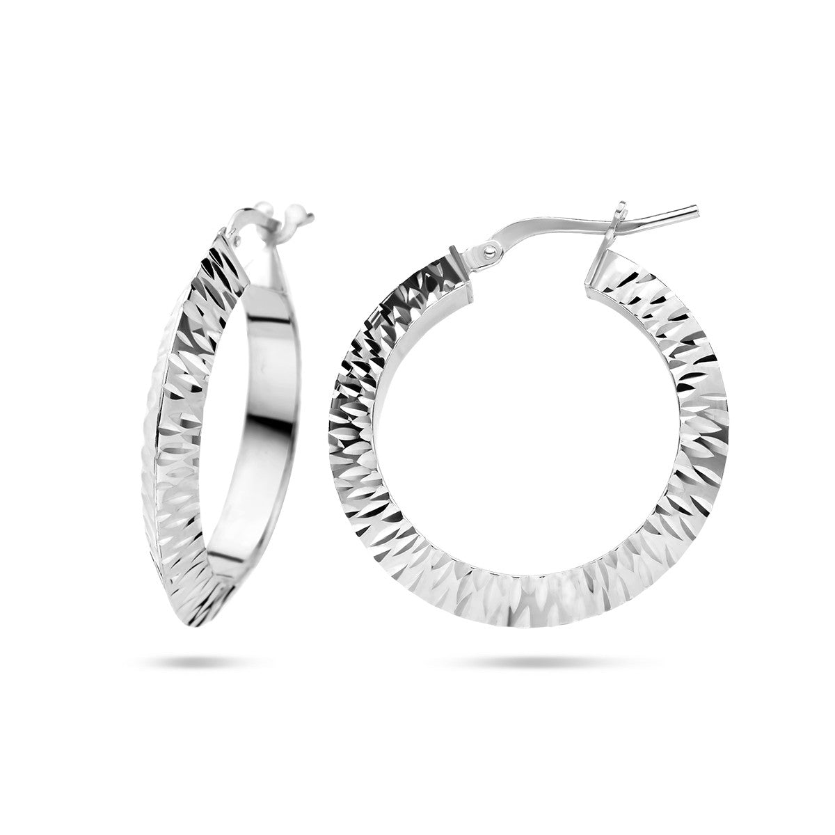 Zilver Gerhodineerd Oorringen Spitse Buis Gediamanteerd 1336875 - PansiteNederland.nl