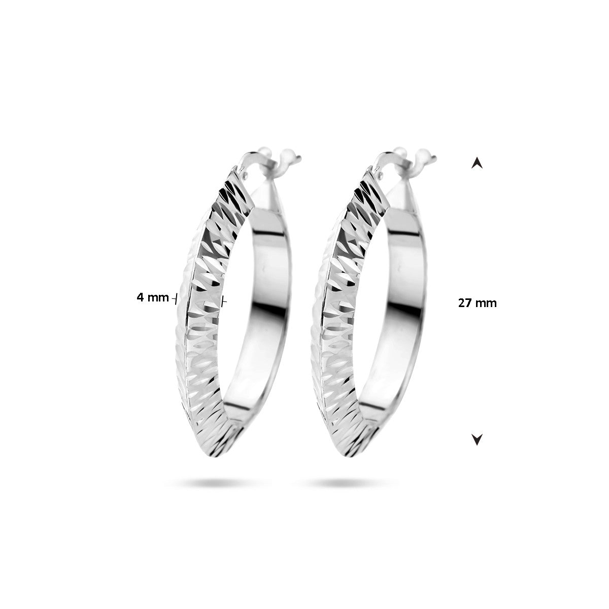 Zilver Gerhodineerd Oorringen Spitse Buis Gediamanteerd 1336875 - PansiteNederland.nl