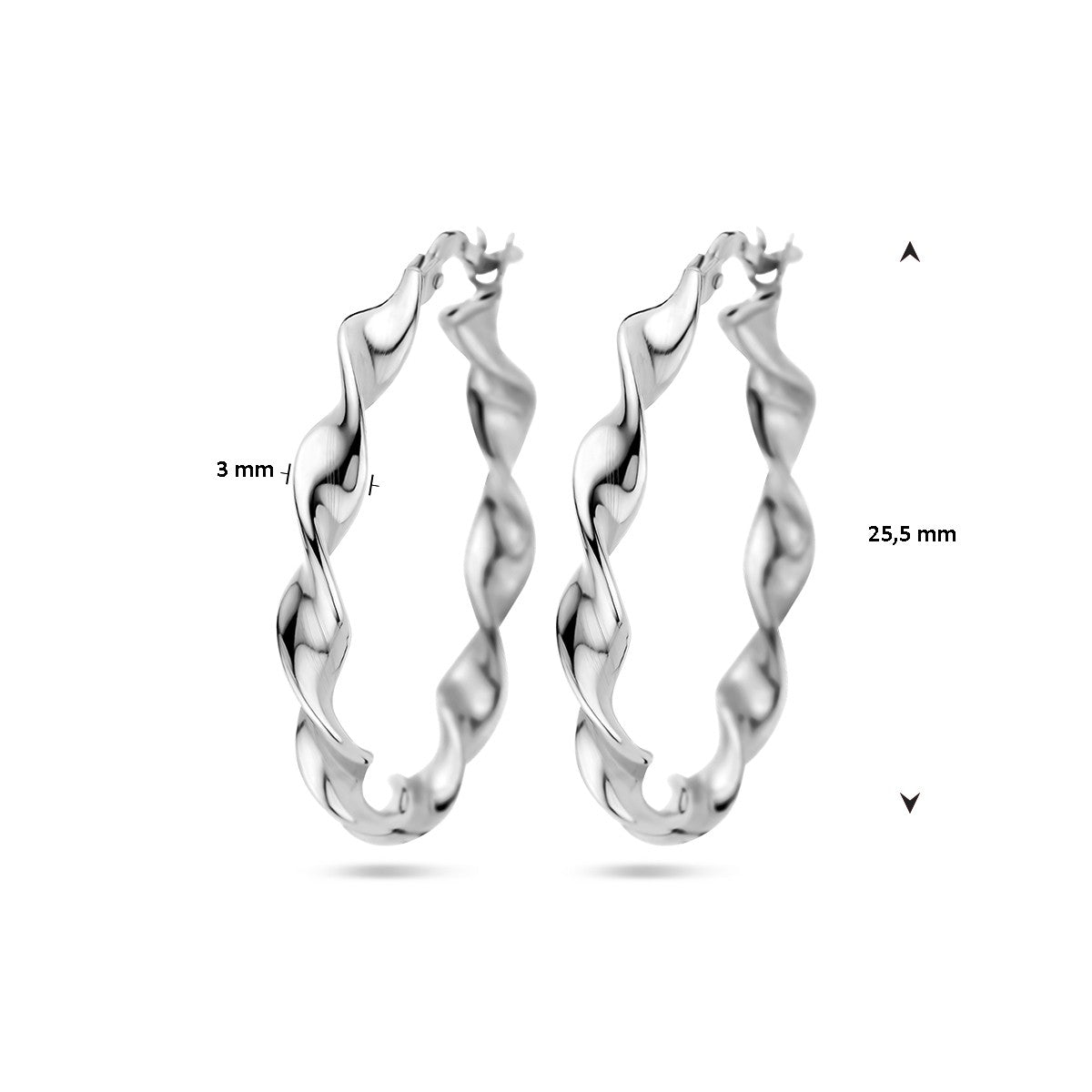 Zilver Gerhodineerd Oorringen Gedraaid 1336878 - PansiteNederland.nl