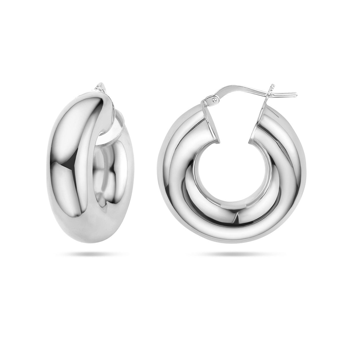 Zilver Gerhodineerd Oorringen 8,5 MM Ronde Buis 1336914 - PansiteNederland.nl