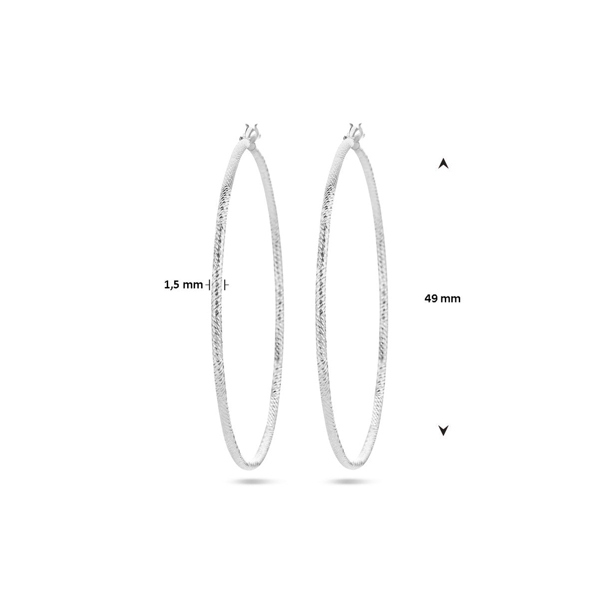 Zilver Gerhodineerd Oorringen 1,5 MM Ronde Buis Gediamanteerd 1336916 - PansiteNederland.nl