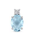 zilver gerhodineerd hanger blauw topaas en zirkonia 13 mm 1336965