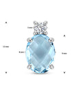 zilver gerhodineerd hanger blauw topaas en zirkonia 13 mm 1336965