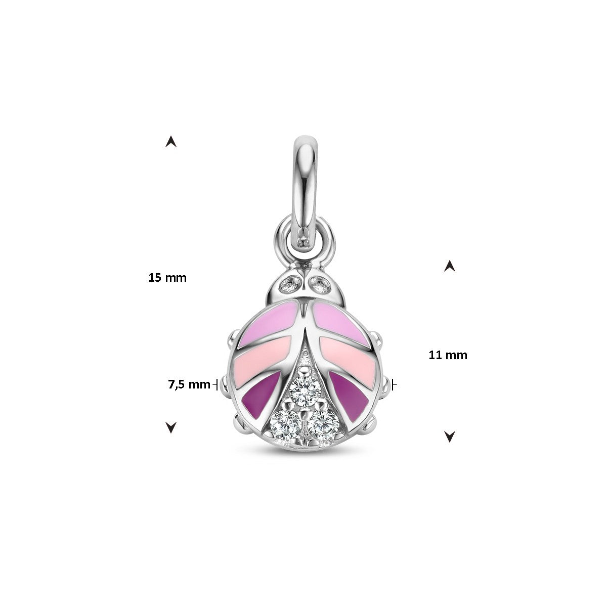 zilver gerhodineerd hanger lieveheersbeestje zirkonia 1336975 - PansiteNederland.nl