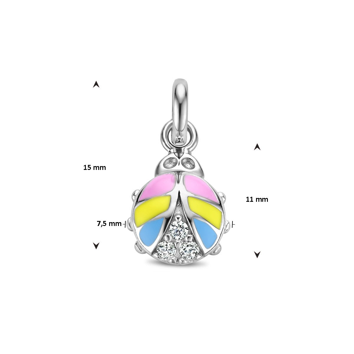 zilver gerhodineerd hanger lieveheersbeestje zirkonia 1336978 - PansiteNederland.nl