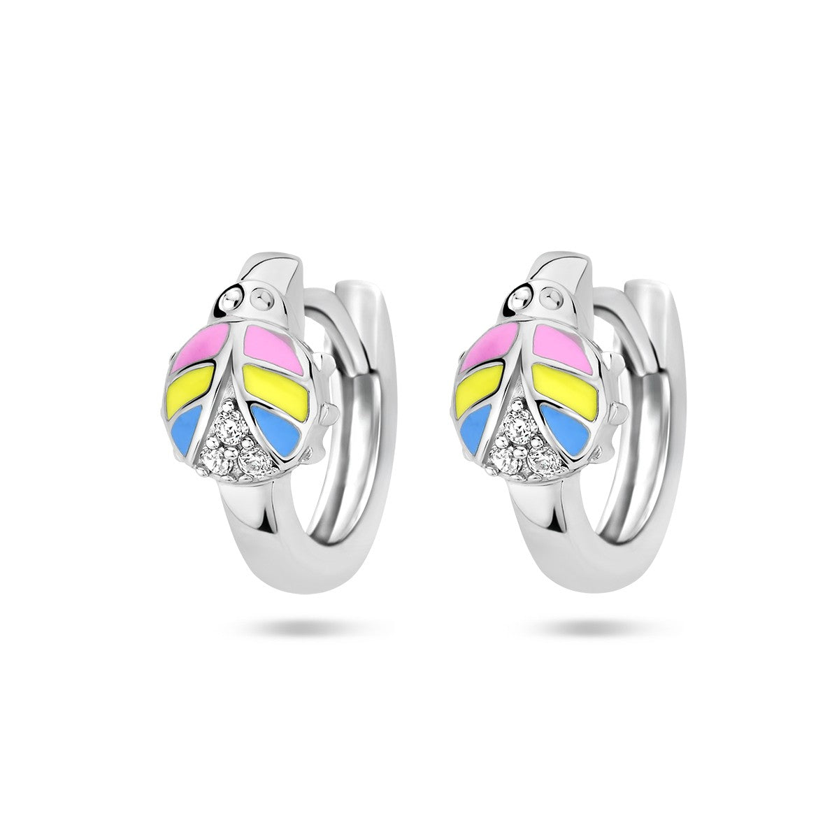 Zilver Gerhodineerd Klapoorringen Lieveheersbeestje Zirkonia 1336980 - PansiteNederland.nl