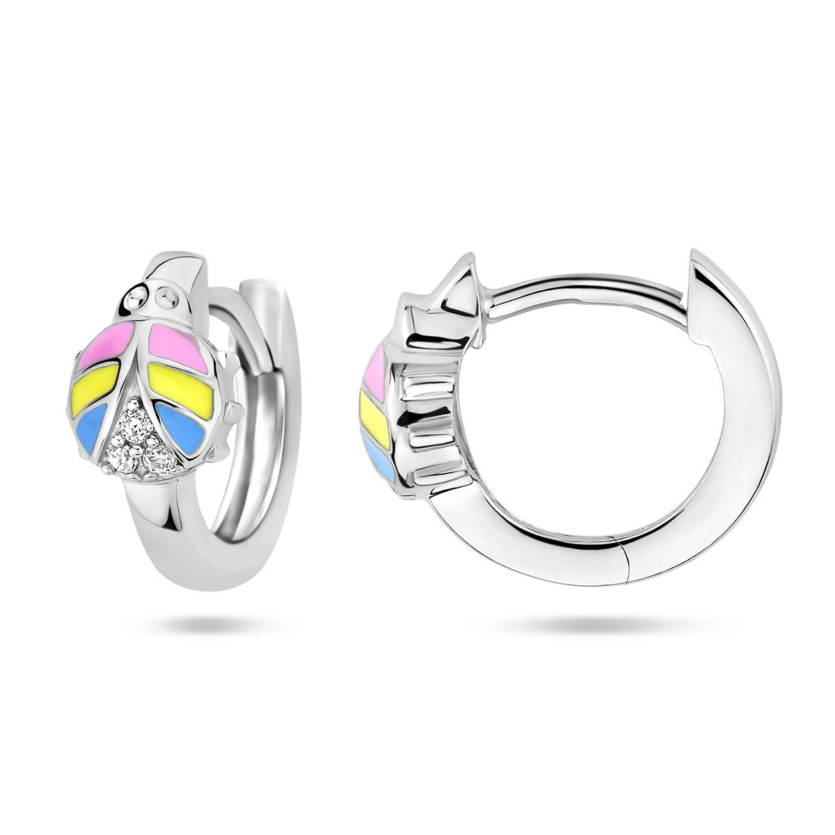 Zilver Gerhodineerd Klapoorringen Lieveheersbeestje Zirkonia 1336980 - PansiteNederland.nl