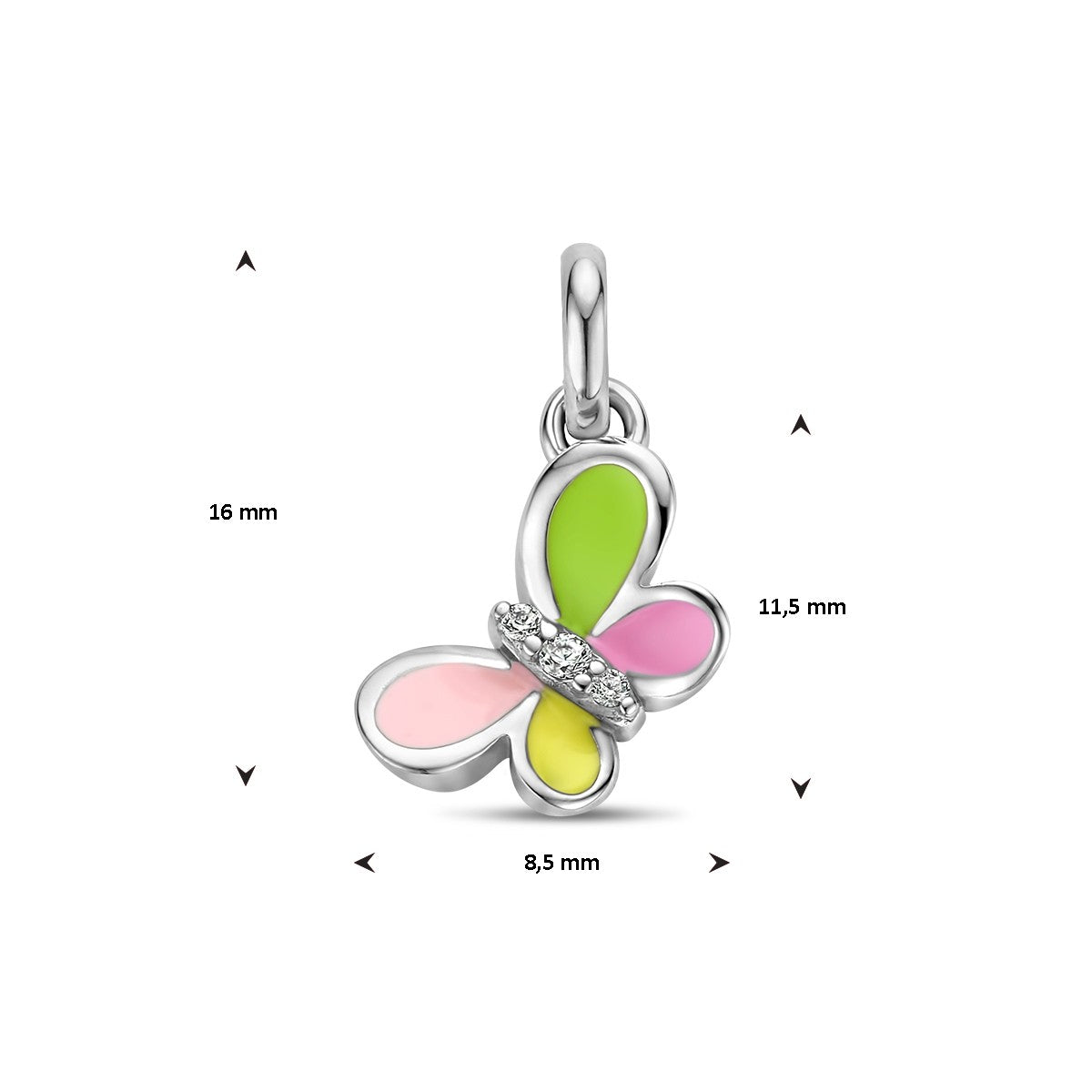 zilver gerhodineerd hanger vlinder zirkonia 1336981 - PansiteNederland.nl