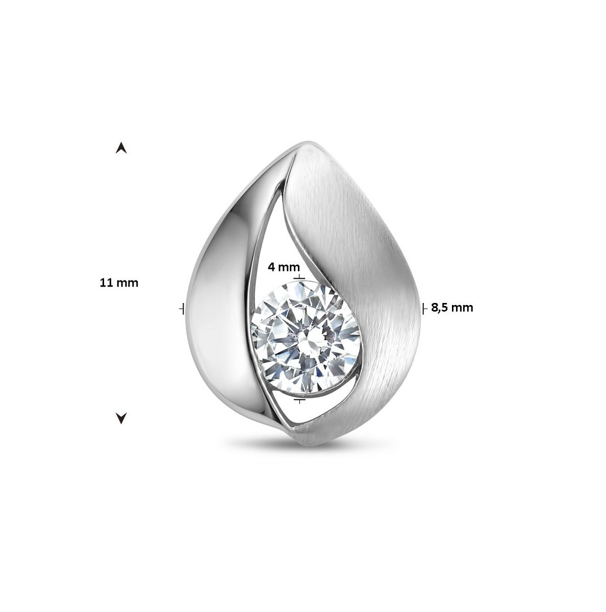 zilver gerhodineerd hanger druppel zirkonia poli/mat 1336990 - PansiteNederland.nl