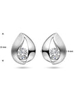 Zilver Gerhodineerd Oorknoppen Druppel Zirkonia Poli/Mat 1336991 - PansiteNederland.nl