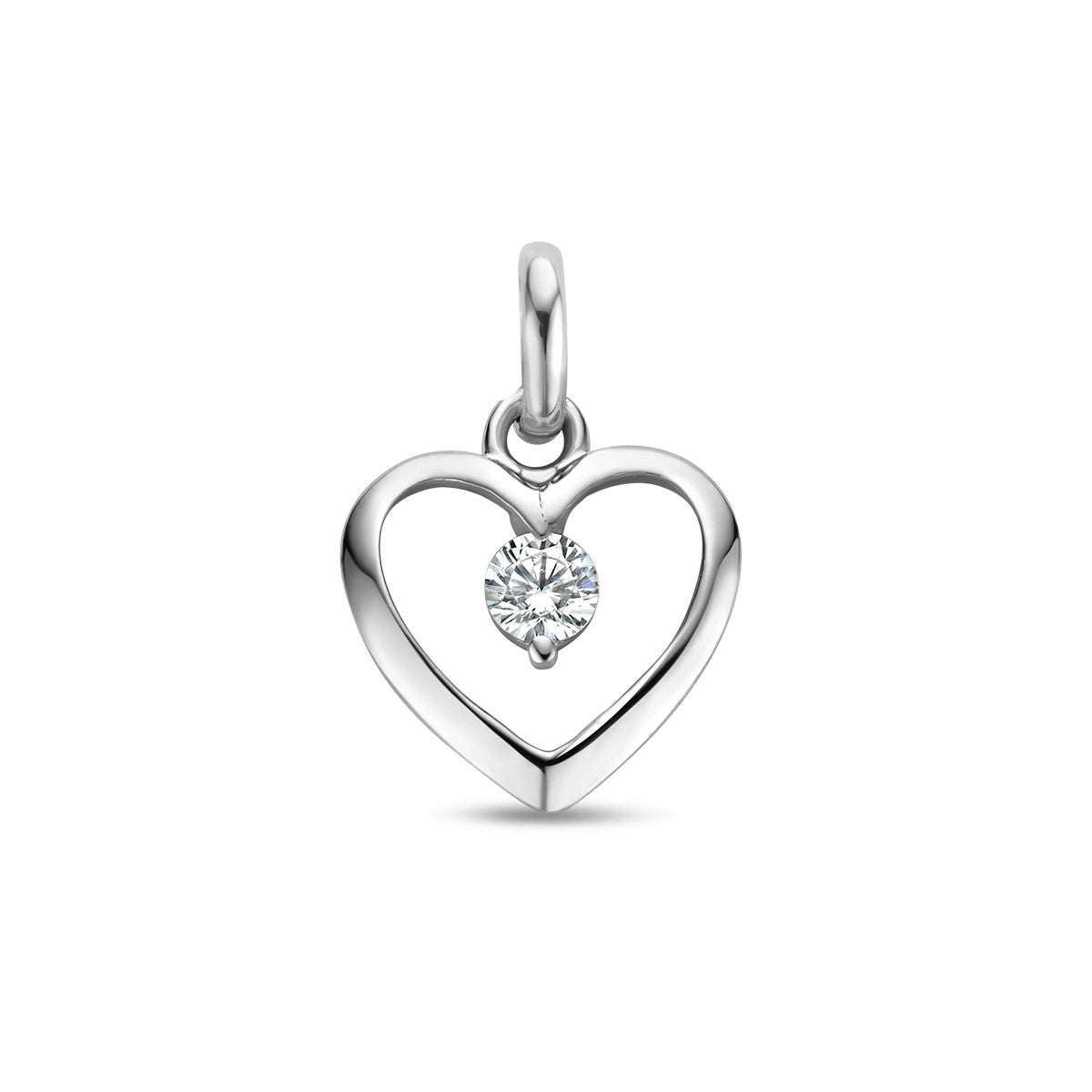zilver gerhodineerd hanger hart zirkonia 1336992 - PansiteNederland.nl