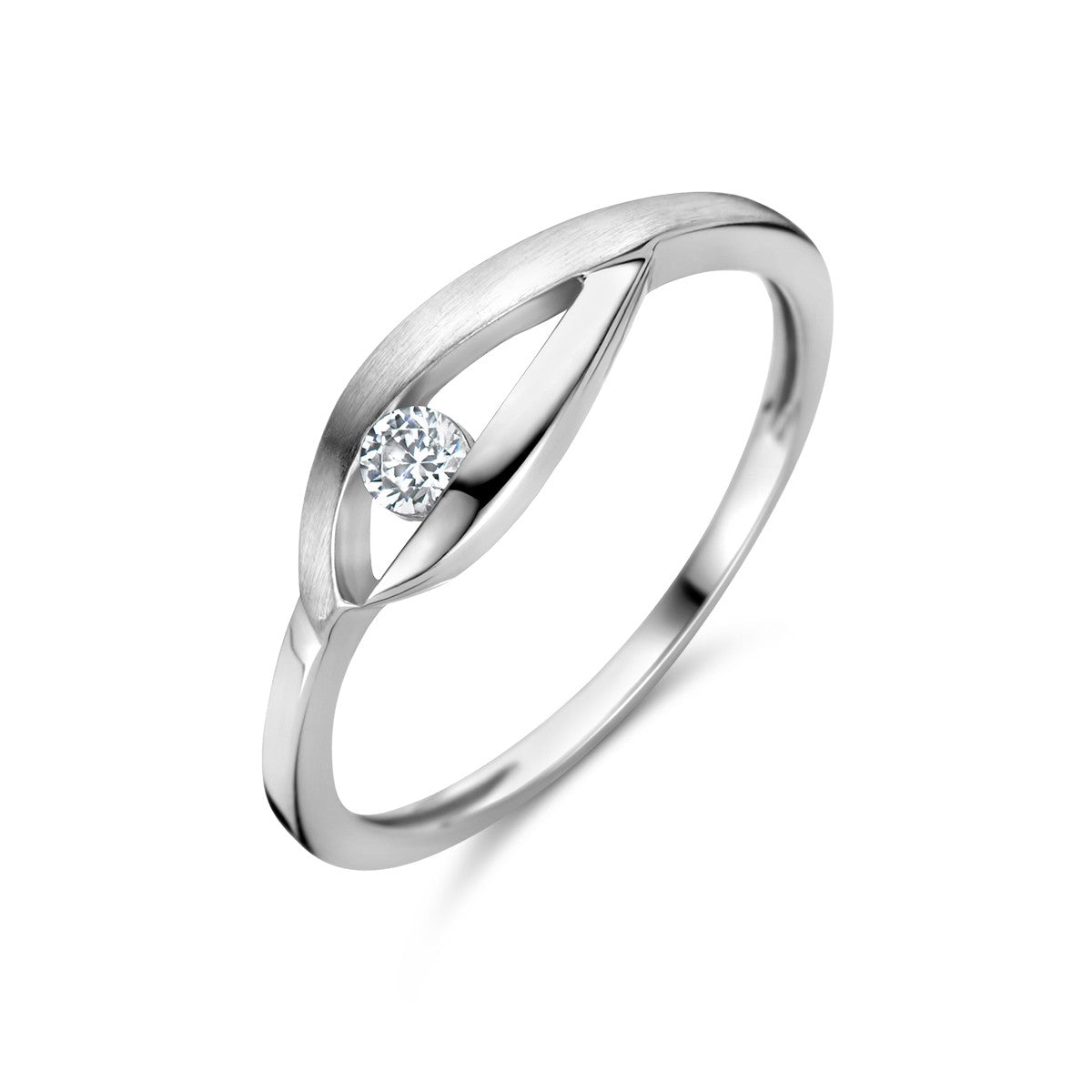 Gerhodineerd Zilver Ring Druppel Met Zirkonia Poli/Mat 1336993 - PansiteNederland.nl