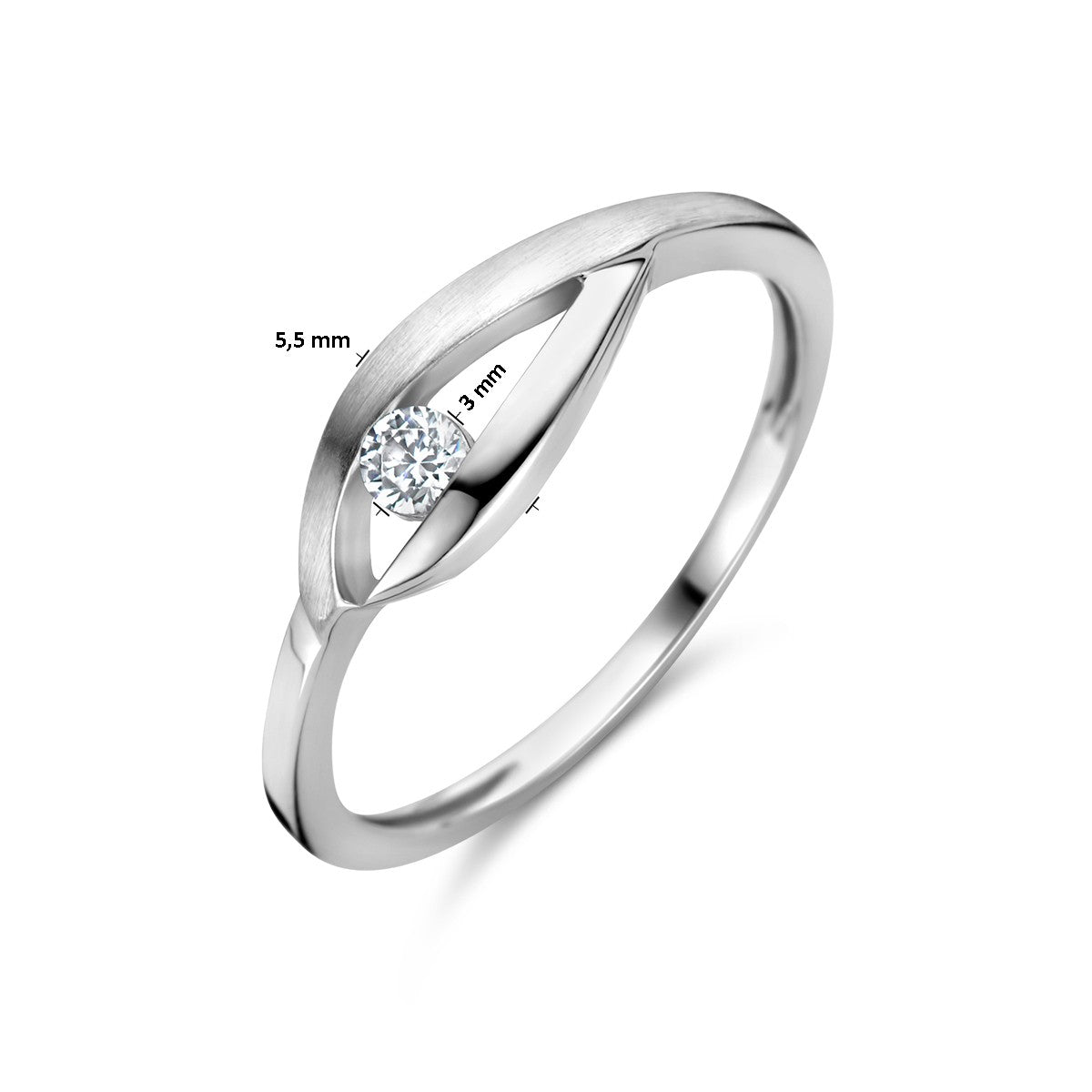 Gerhodineerd Zilver Ring Druppel Met Zirkonia Poli/Mat 1336993 - PansiteNederland.nl