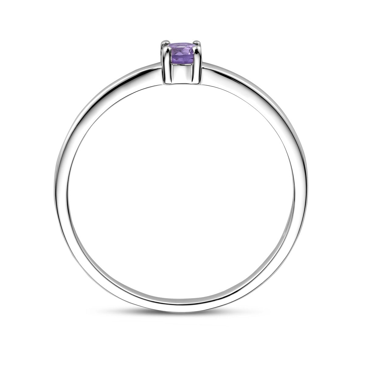 Zilveren ring met geboortesteen amethist juni gerhodineerd - 1337080 - PansiteNederland.nl